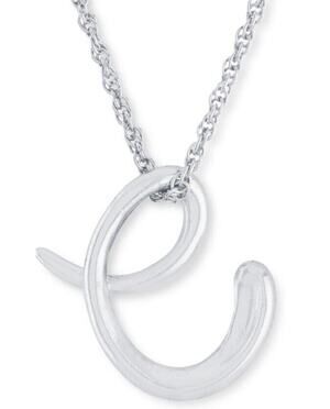 Sterling Silver 'E' Initial Pendant Necklace Style Elegant Fashion Stunning NEW